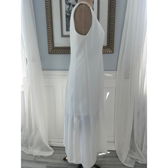 Calvin Klein White Sleeveless Midi Dress Hidden Zip Stretch Size 8 - Picture 2 of 6